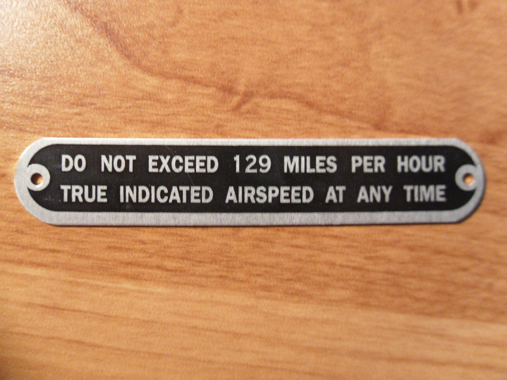 Aeronca 7AC Max. Airspeed Placard