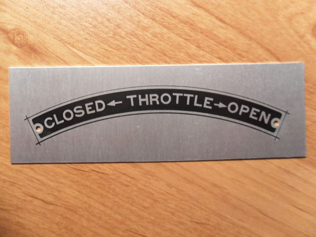 Aeronca 7AC Throttle Open/Closed Placard
